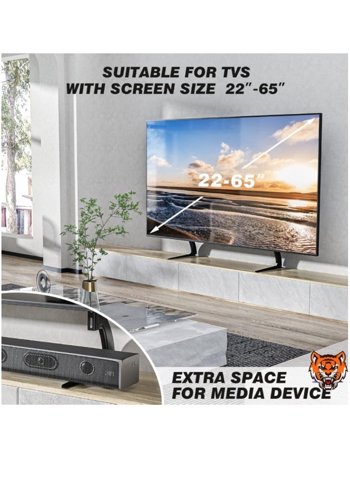 TIGER Universal TV Stand Mount – Tabletop Stand for 22 to 65 inch Plasma, LCD, LED Flat Screen TVs, Holds up to 88lbs, Max VESA 800x500mm, Height Adjustable TV Base  - Image 2