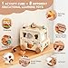 Etucdose Wooden Activity Cube 8in1 Montessori Toys Multifunctional Early Educational Learning Toys Wooden Toy for Baby Shape Sorter Xylophone Animal Travel Bus Boy Girl Birthday GiftBeige Bus - Image 4