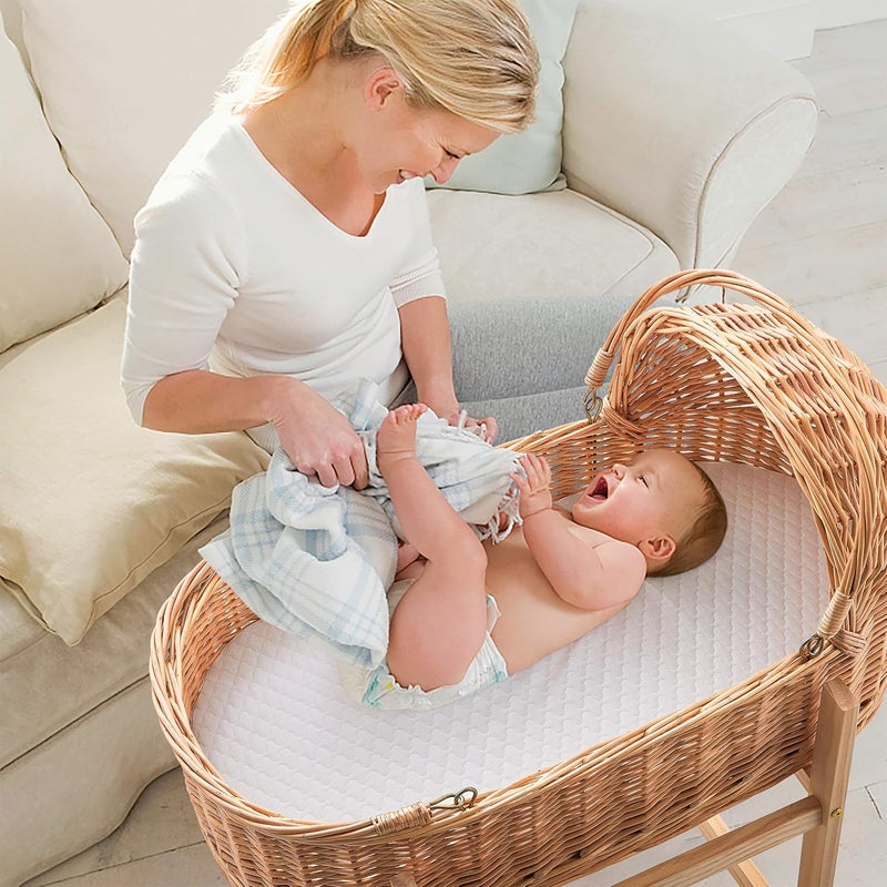 Pro Goleem Baby Bassinet Mattress Pad Breathable Waterproof Soft Cover Gel Memory Foam Oval 30x15 Dual Side Cradle Mattress Fit for Safety 1stDream On Me LacySnooMoses Basket - Image 2