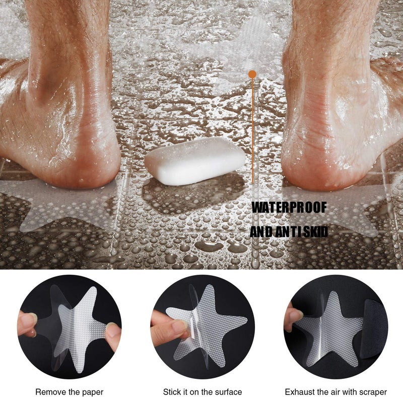 Secopad Anti Slip Shower Stickers 24 PCS Safety Bathtub Strips Adhesive Decals with Premium Scraper(Clear Star) - Image 5