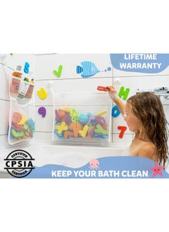 Comfylife 2 X Mesh Bath Toy Organizer + 6 Ultra Strong Hooks The Perfect Bathtub Toy Holder & Bathroom Or Shower Caddy These Multiuse Net Bags Make Baby Bath Toy Storage Easy For Kids & Toddlers  - Image 4
