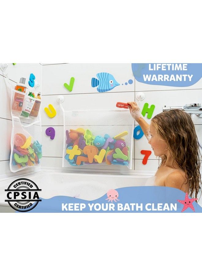 Comfylife 2 X Mesh Bath Toy Organizer + 6 Ultra Strong Hooks The Perfect Bathtub Toy Holder & Bathroom Or Shower Caddy These Multiuse Net Bags Make Baby Bath Toy Storage Easy For Kids & Toddlers - Image 4
