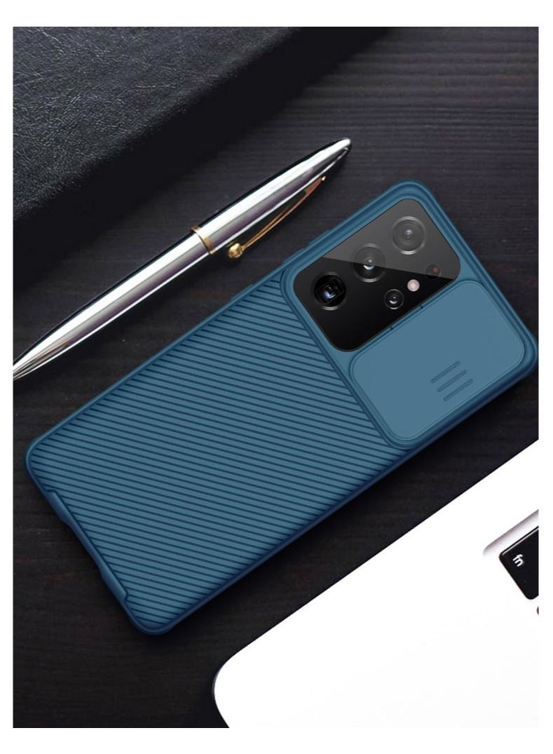 Nillkin Shockproof Protective Phone case for Samsung S21 Ultra with Slide Camera Cover Blue  - Image 2