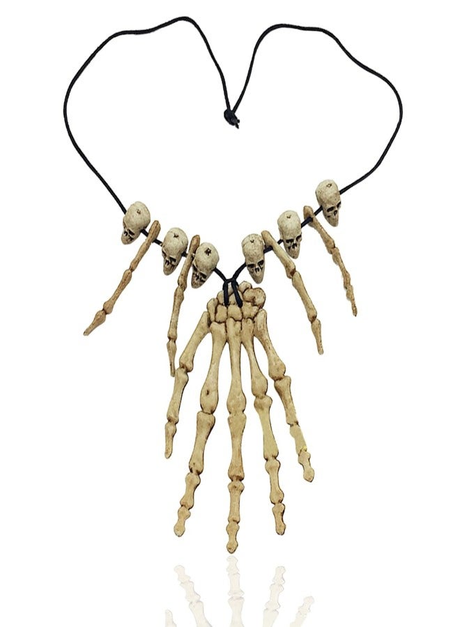 Oarkive Bone Necklace Halloween Costume Accessory - Skeleton Skull Necklace for Voodoo, Witch Doctor, Caveman Cosplay & Party Dress Up - Image 1