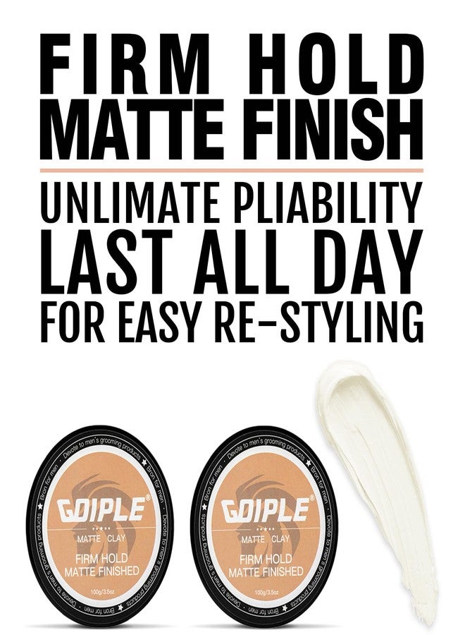 Goiple Hair Styling Clay for Men Firm Hold - Matte Finish Hair Clay Hair Paste Water Based Matte Texture Pomade Mens Hair Products - Hair Paste Clay Pomade Ideal for All Men's Hair Types 3.5oz (2PCS) - Image 2