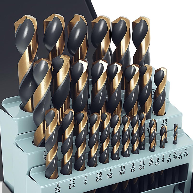 Axelord 29Pcs Cobalt Drill Bit Set, 135 Degree Tip High Speed Steel with Black and Gold Finish, Stainless Steel, Plastic and Wood with Metal Indexed Storage Case 1/16"-1/2" - Image 1