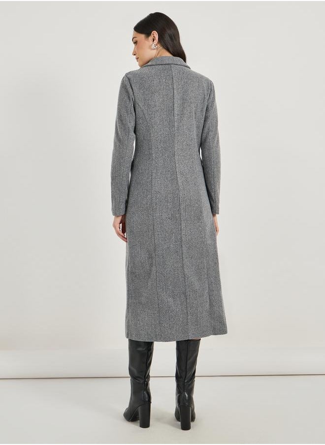 Notch Lapel Blazer Midi Dress with Flap Pocket