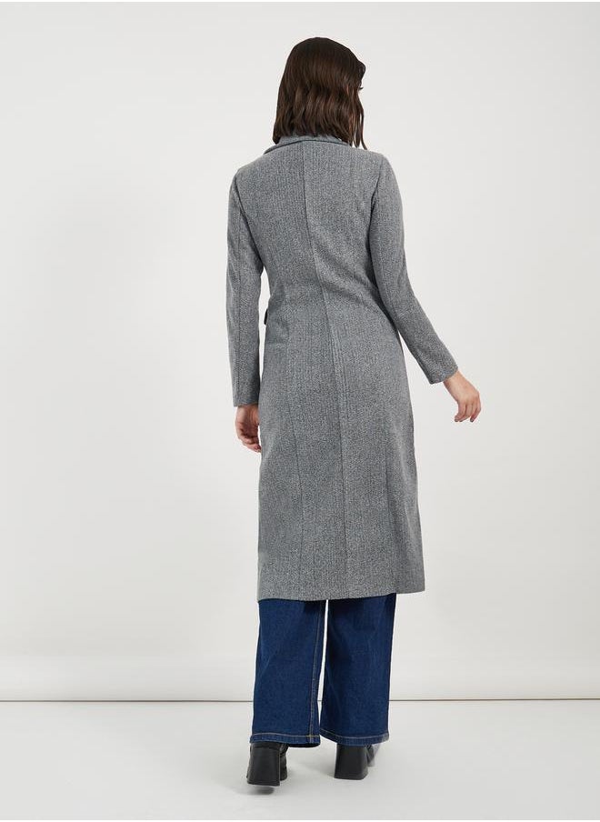 Notch Lapel Blazer Midi Dress with Flap Pocket