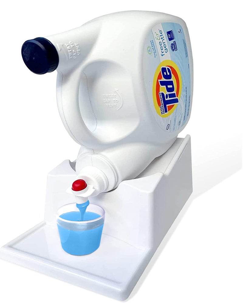TidyFriend Laundry Detergent Holder Stand Organizer with Drip Tray Laundry Detergent Stand with NonSlip Rubber Feet for Washing Space Organization Angled Downward Slope for Easy Pouring White