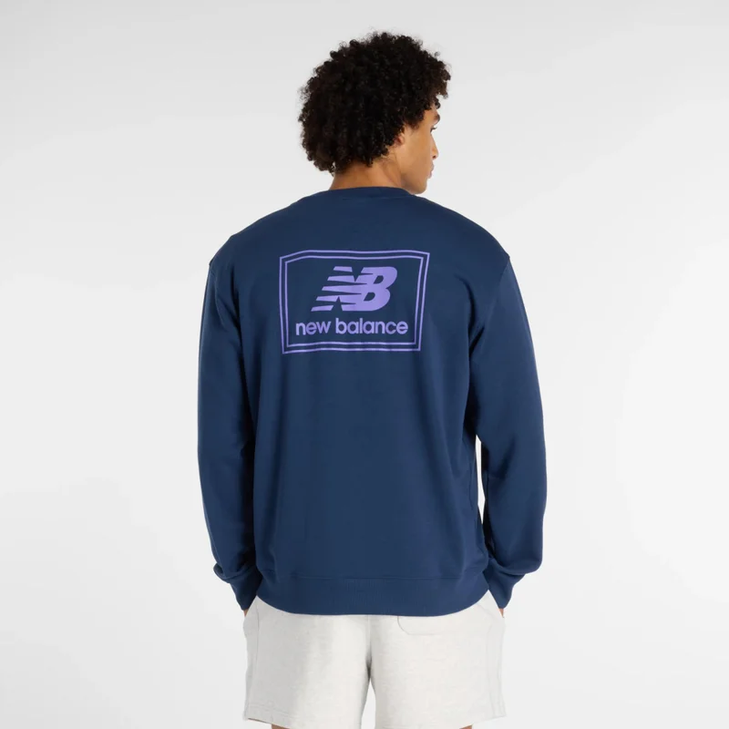 New Balance NB Navy Woven Label Crew for Men | Best Price UAE