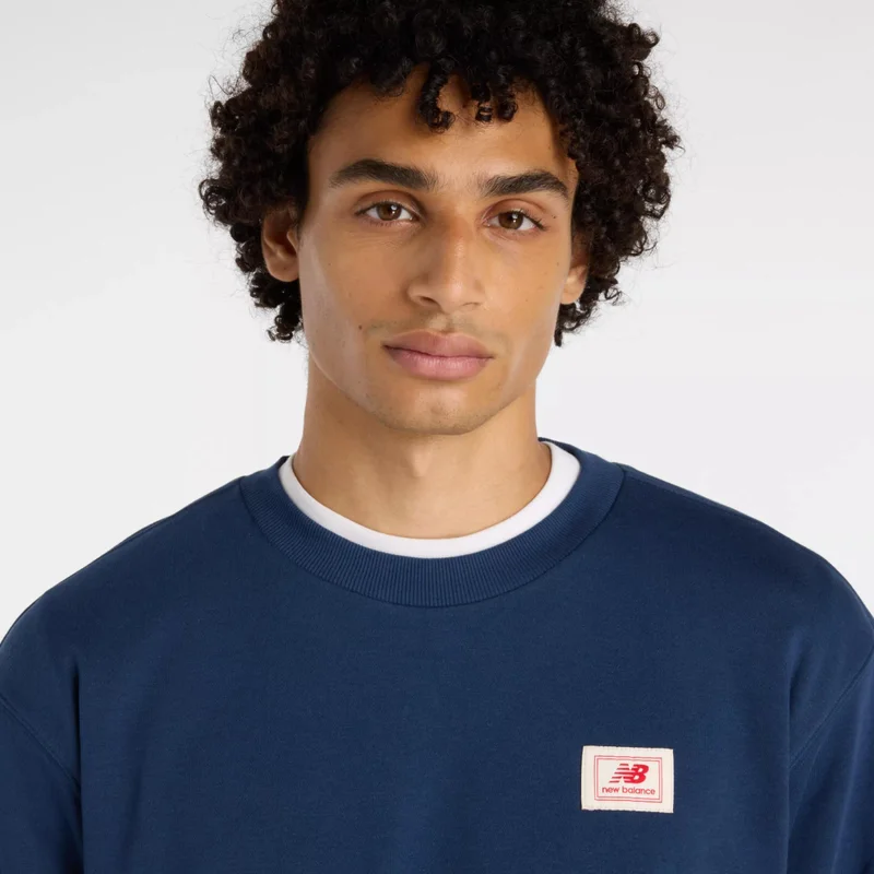 New Balance NB Navy Woven Label Crew for Men | Best Price UAE