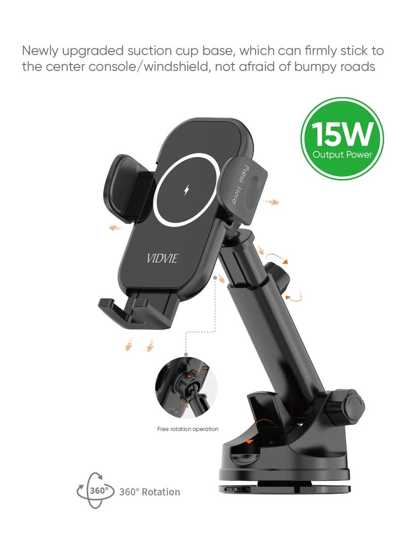 Vidvie High Quality 15W Wireless Charging Car Dashboard Suction Mount Mobile Phone Holder With Wireless Charger - Image 4