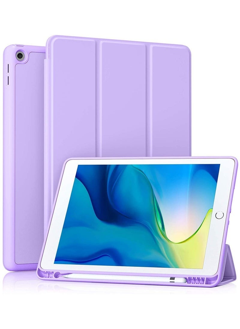 SmartGrist iPad 9th/8th/7th Generation case (2021/2020/2019) iPad 10.2-Inch Case with Pencil Holder [Sleep/Wake] Slim Soft TPU Back Smart Magnetic Stand Protective Cover Cases (Lavender) - Image 1