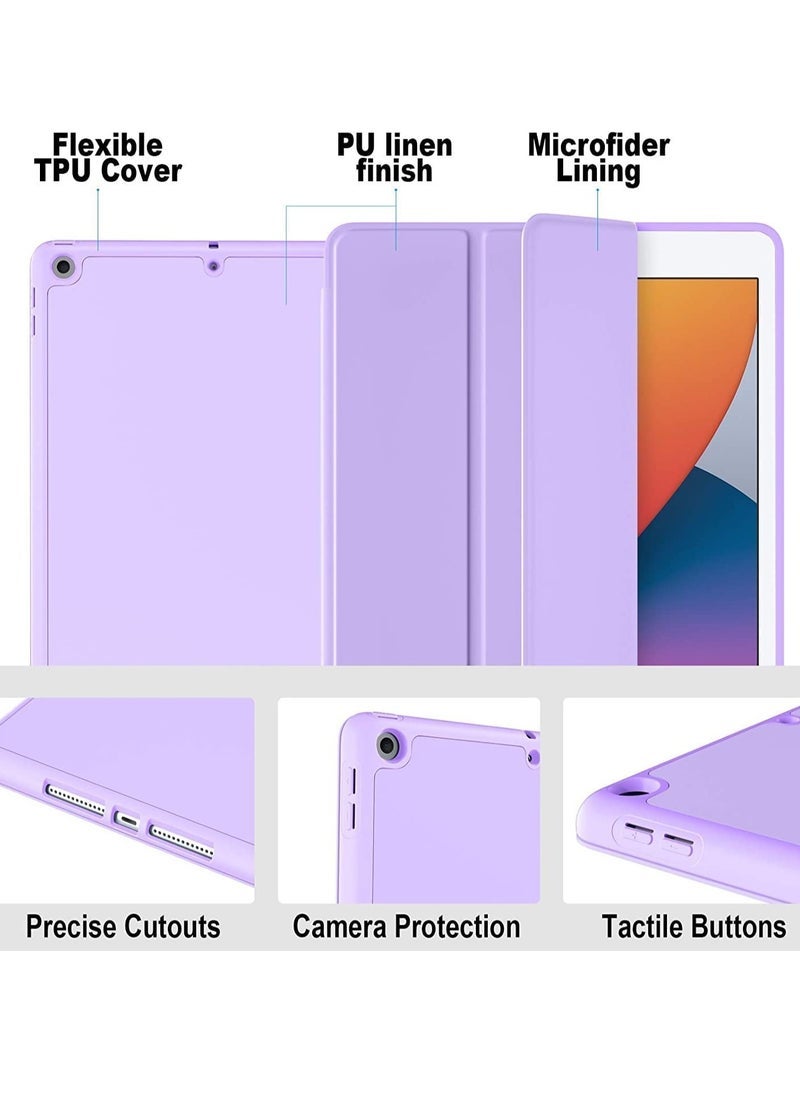 SmartGrist iPad 9th/8th/7th Generation case (2021/2020/2019) iPad 10.2-Inch Case with Pencil Holder [Sleep/Wake] Slim Soft TPU Back Smart Magnetic Stand Protective Cover Cases (Lavender) - Image 2