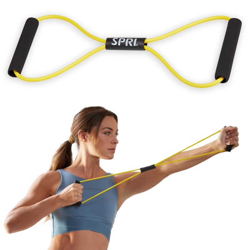 SPRI Ultra Toner Resistance Band Figure 8 Exercise Cord, Yellow, Very Light - Image 1