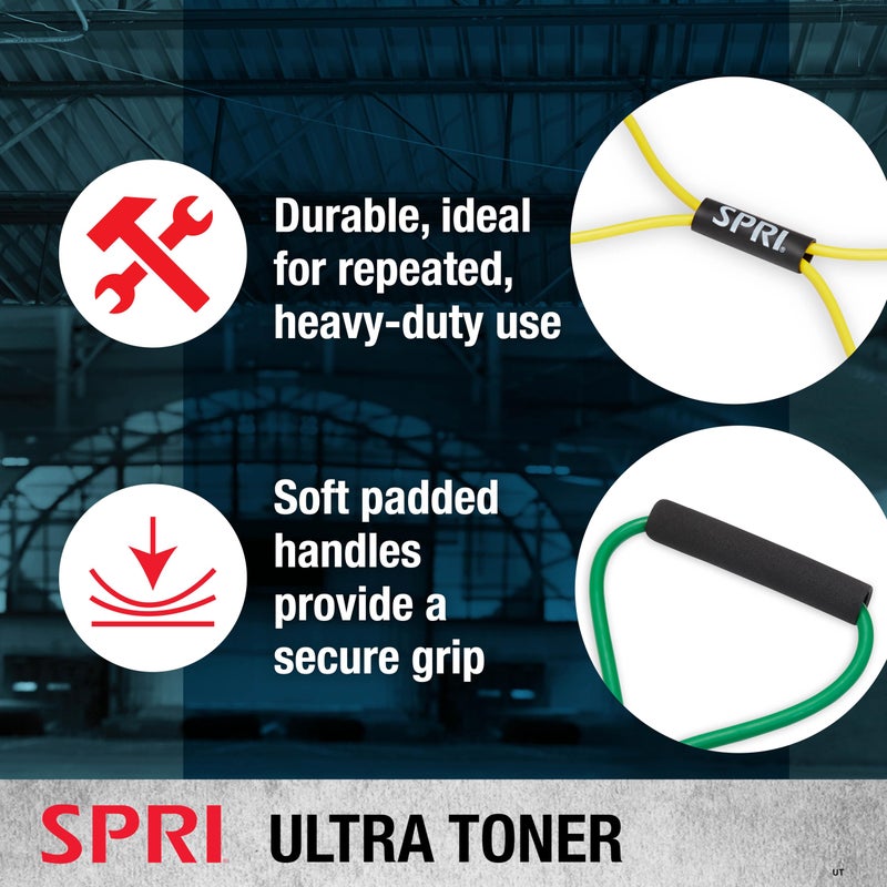 SPRI Ultra Toner Resistance Band Figure 8 Exercise Cord, Yellow, Very Light - Image 4