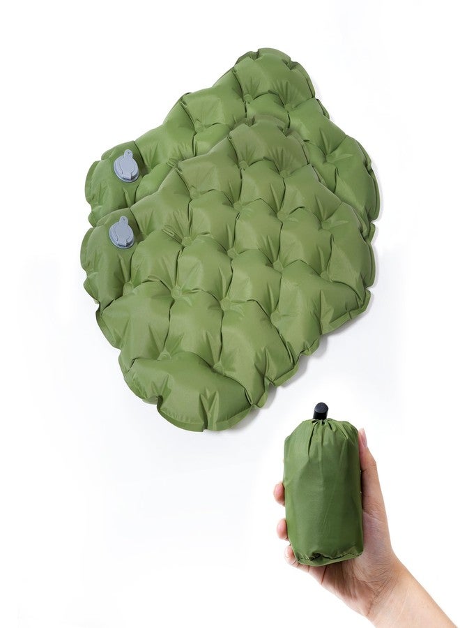 NYEONHRT Inflatable Seat Cushion for Airplane Travel Waterproof Air Pad with Repair Kit and Storage Bag, Portable Office Car Stadium Hiking Seat Pad (15.75"x11.82") Military green-2pack - Image 1