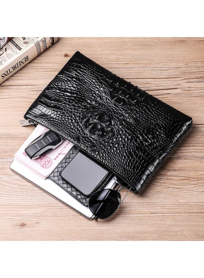 Cartelo Men's First Layer Cowhide Multi-card Slot Clutch Crocodile Pattern Envelope Large Capacity Wristlet Gift - Image 2