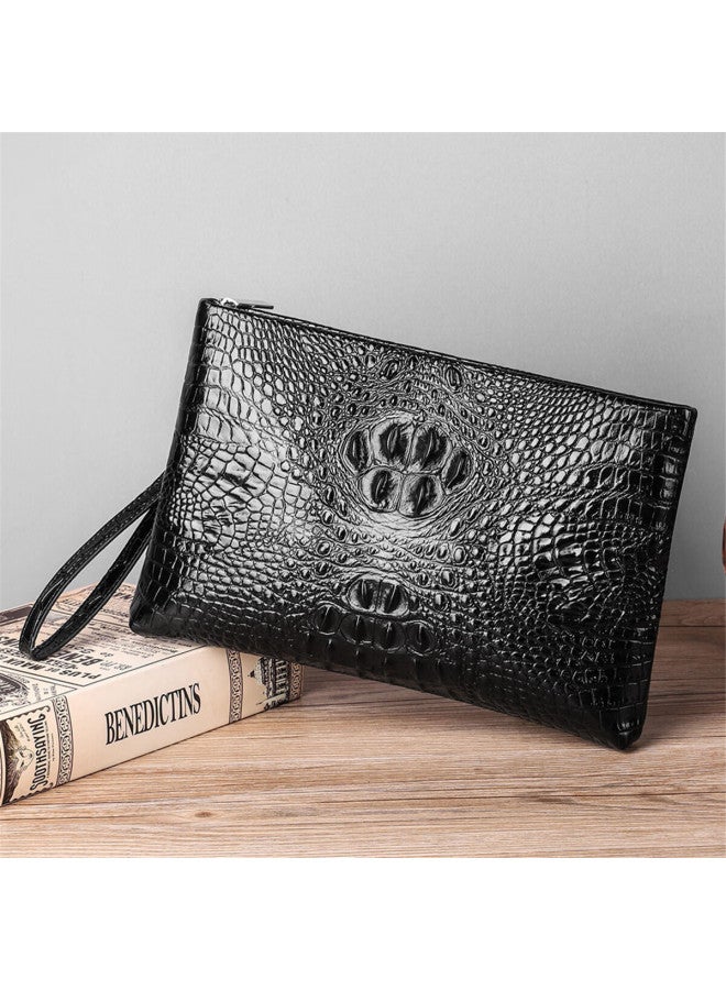 Cartelo Men's First Layer Cowhide Multi-card Slot Clutch Crocodile Pattern Envelope Large Capacity Wristlet Gift - Image 1