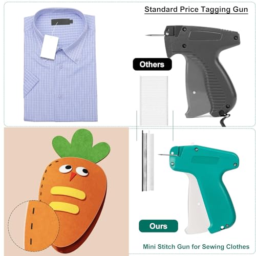 NIFUYOP Mini Stitch Gun for Clothes Mini Clothing Stitch Gun Speedy Cloth Fixer Quick Cloth Sewing Stitch Gun NIFUYOP Tagging Gun Kit with 2500 Black 2500 White Fasteners 6 Needles and Hard Case - Image 3