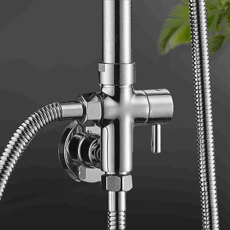 G1/2" Wall Mounted Round Copper Shower Diverter Valve, Bathroom Shower Head Diverter with Base and Mounting Kit, Electroplated Scratch Separator for Home Use - Image 3