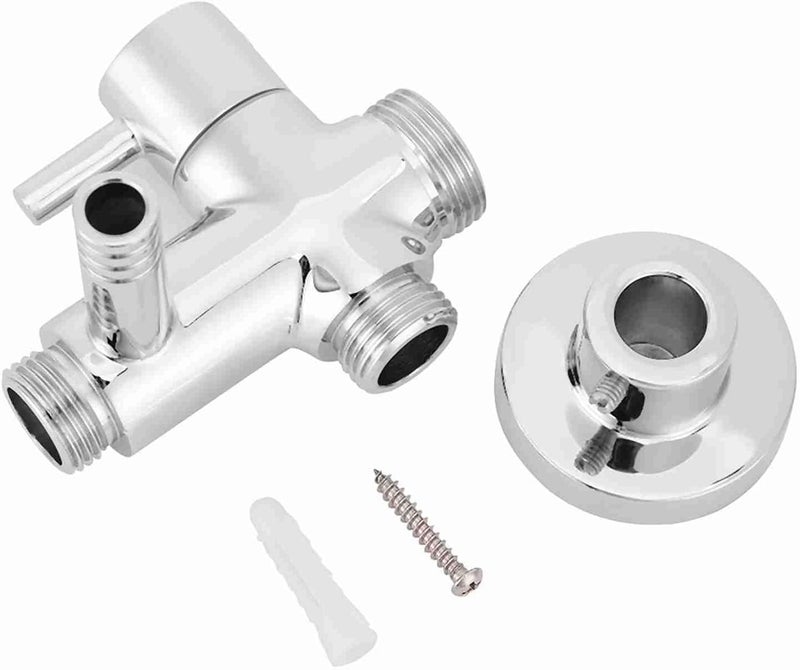 G1/2" Wall Mounted Round Copper Shower Diverter Valve, Bathroom Shower Head Diverter with Base and Mounting Kit, Electroplated Scratch Separator for Home Use - Image 1