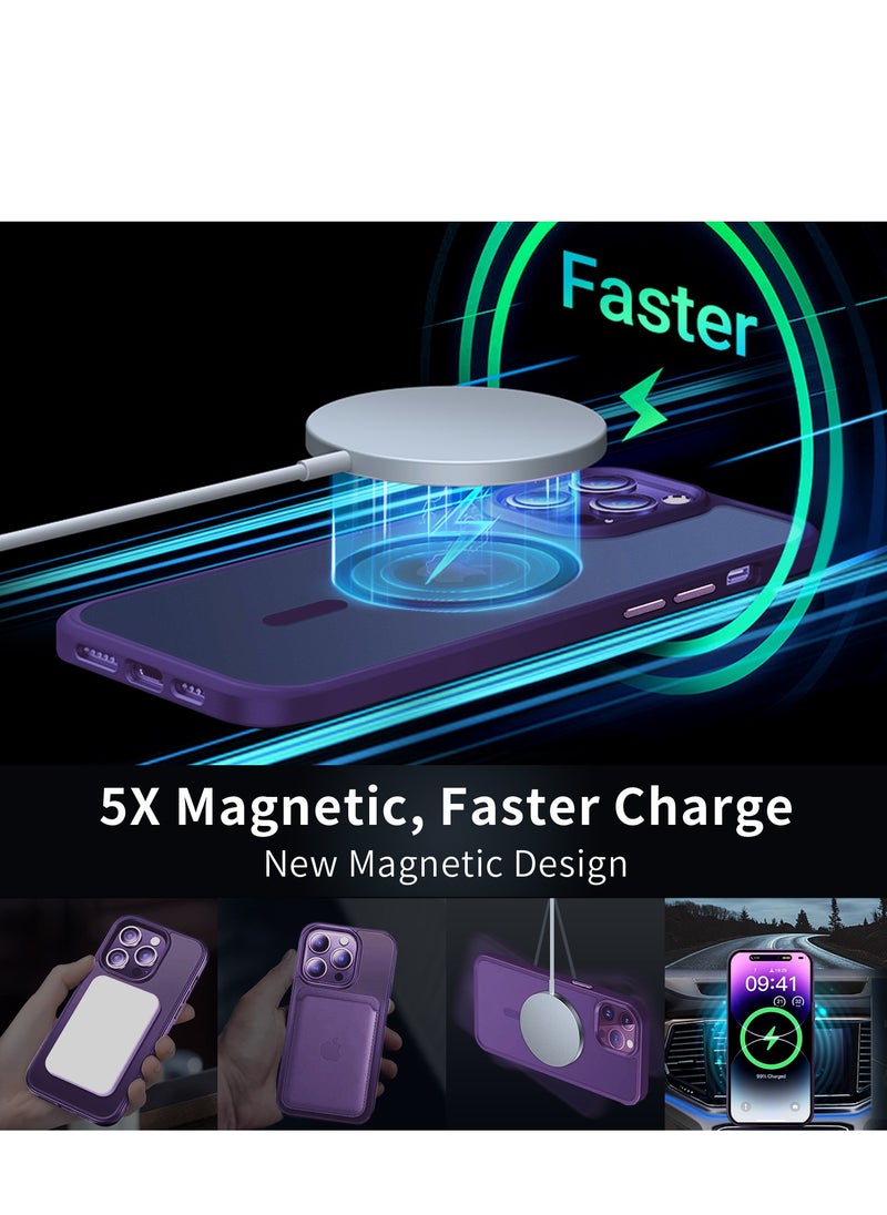 INFOSUN iPhone 14 Pro Max Case Cover Compatible with Magsafe Magnetic Designed Shockproof Case Translucent Matte Protective Cover Back Hard Cases with Magnet for iPhone 14 Pro Max Case