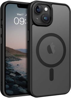 ESCASE Magnetic Case for iPhone 15, Compatible with MagSafe Shockproof Protection Cover, Translucent Matte Phone Case with Strong Magnet, Slim Case for Apple 15 6.1 Inch (2023)-Black  - Image 1