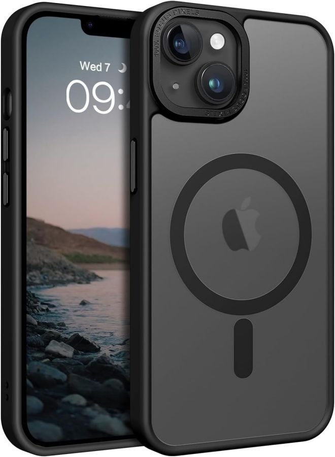 ثسؤشسث غلاف مغناطيسي لهاتف آيفون 15، متوافق مع غطاء الحماية من الصدمات MagSafe، غطاء هاتف شفاف غير لامع مع مغناطيس قوي، غطاء نحيف لهاتف أبل 15 6.1 بوصة (2023) - أسود - Image 1