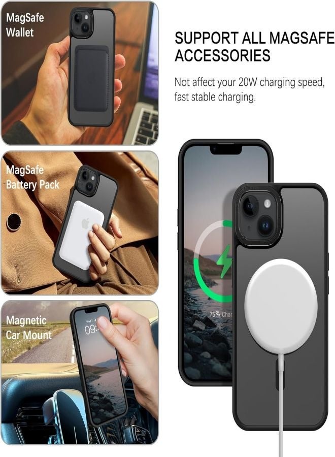 ثسؤشسث غلاف مغناطيسي لهاتف آيفون 15، متوافق مع غطاء الحماية من الصدمات MagSafe، غطاء هاتف شفاف غير لامع مع مغناطيس قوي، غطاء نحيف لهاتف أبل 15 6.1 بوصة (2023) - أسود - Image 3