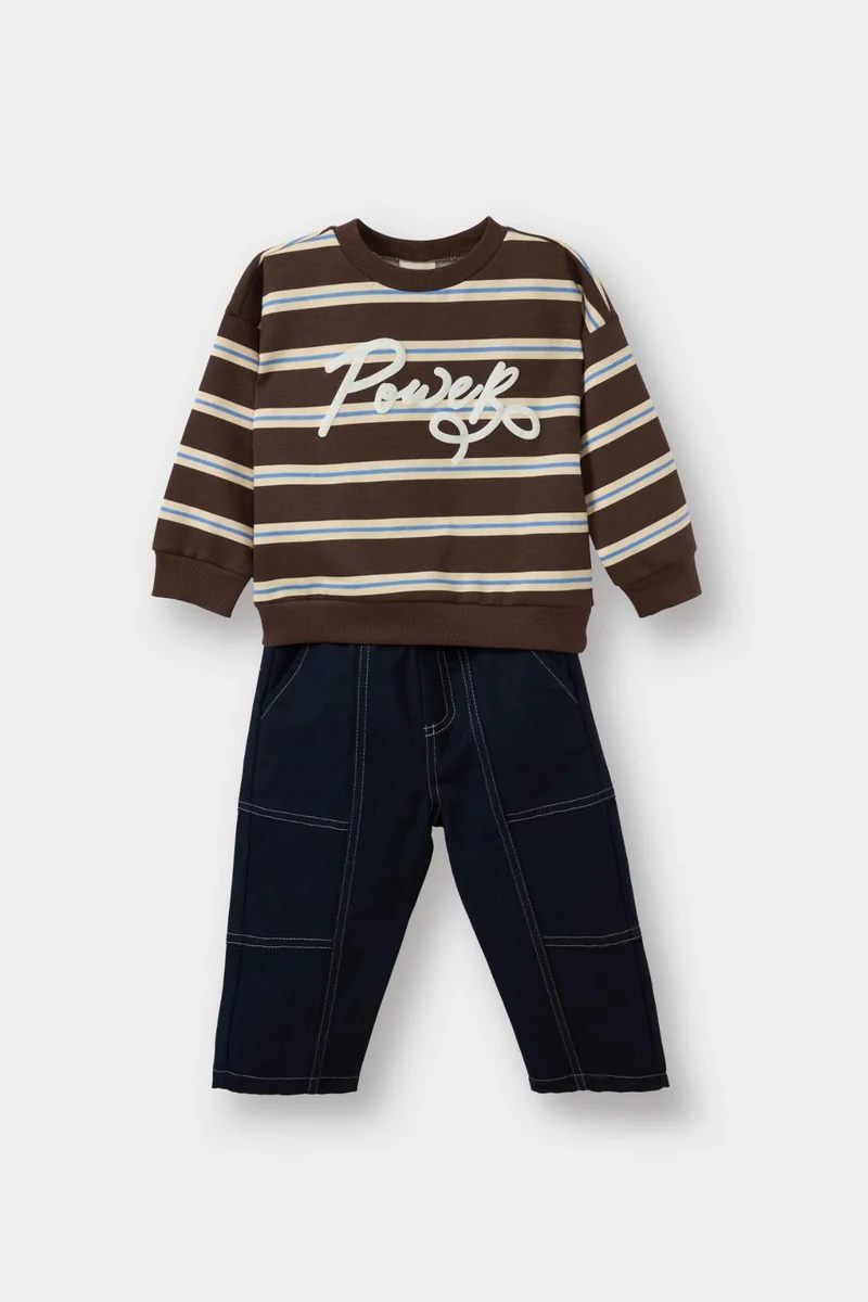 DeFacto Baby Boy Printed Sweatshirt Jeans 2 Piece Set