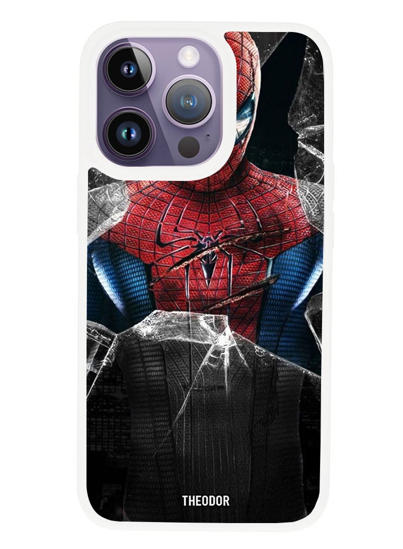 Theodor Protective Case Anti Scratch Shock Proof Cover For APPLE IPHONE 14 PRO MAX Crack Spidermam (White Bumper) - Image 1