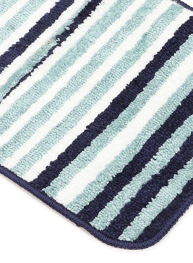 Status Contract Micro Melange Super Water Absorbent Bath Mat | Striped Design | Blue, White & Mint Multicolor | 38 x 58 cm - Image 4