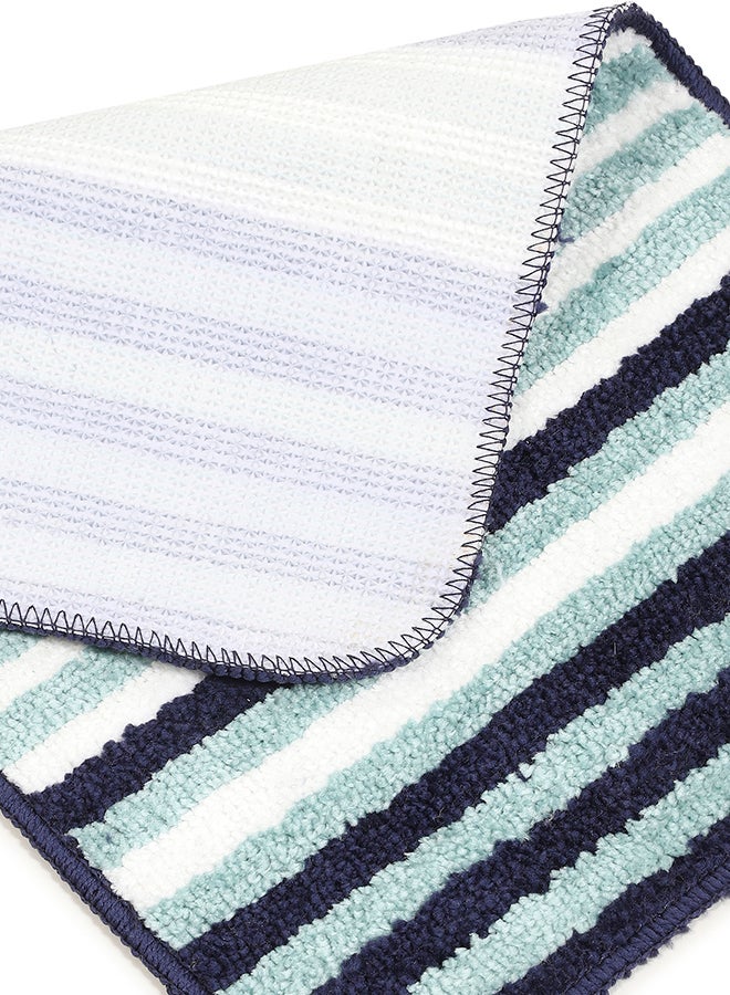 Status Contract Micro Melange Super Water Absorbent Bath Mat | Striped Design | Blue, White & Mint Multicolor | 38 x 58 cm - Image 5