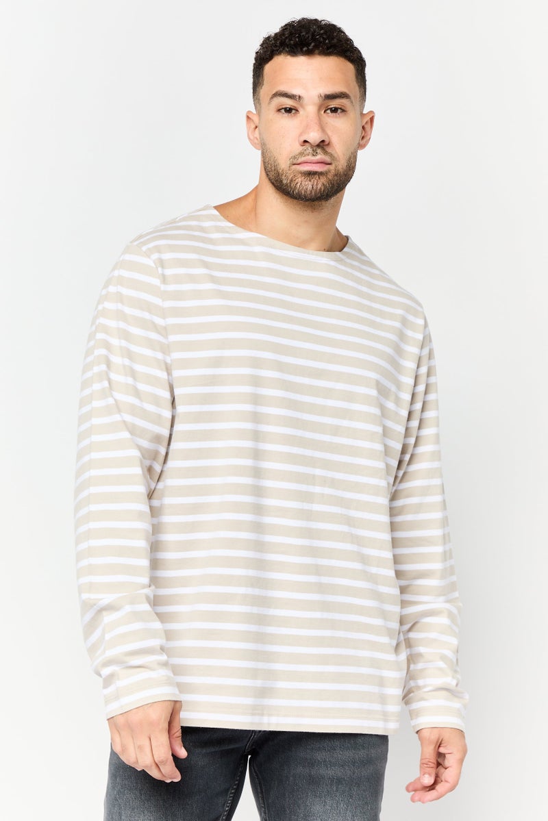 DOCKERS Men Round Neck Striped Long Sleeve T-Shirts, Multicolor  - Image 1
