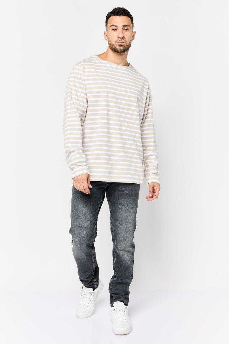 DOCKERS Men Round Neck Striped Long Sleeve T-Shirts, Multicolor  - Image 3