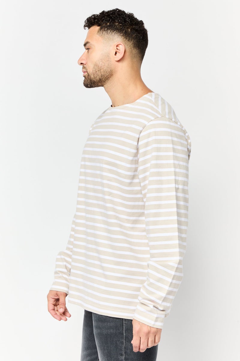DOCKERS Men Round Neck Striped Long Sleeve T-Shirts, Multicolor  - Image 4