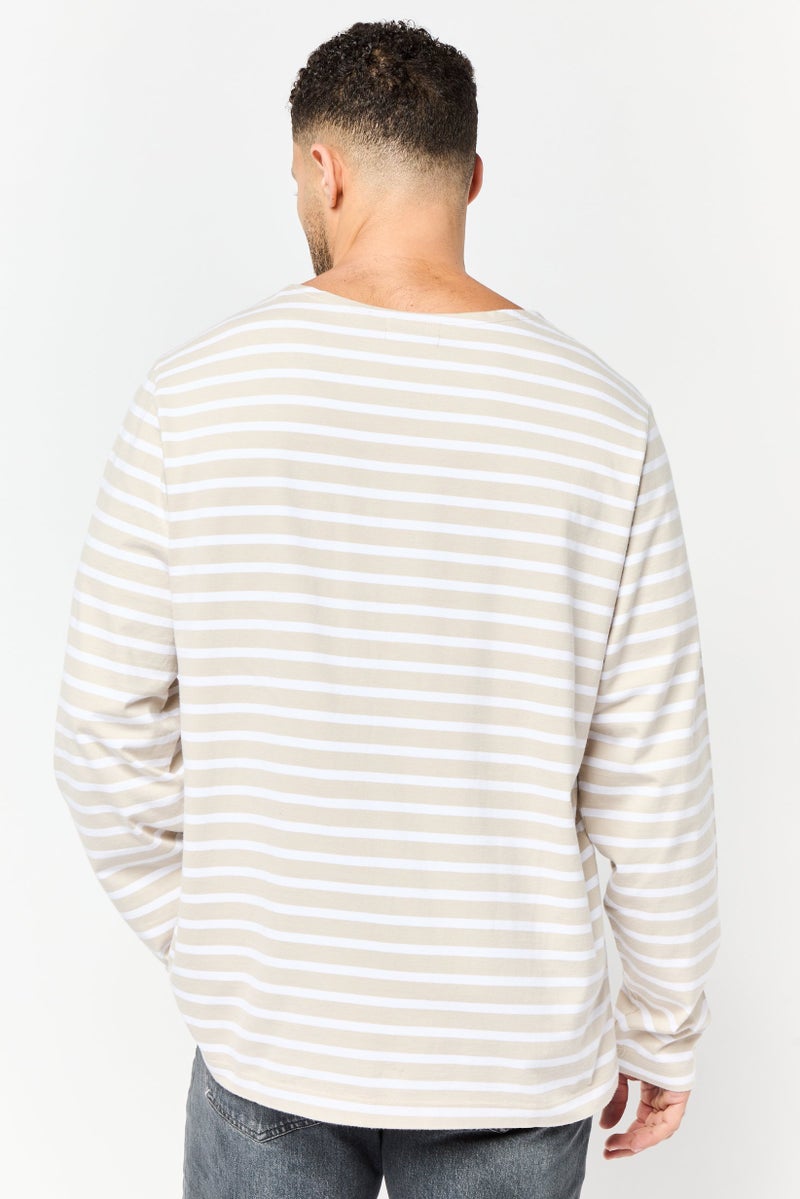 DOCKERS Men Round Neck Striped Long Sleeve T-Shirts, Multicolor  - Image 2