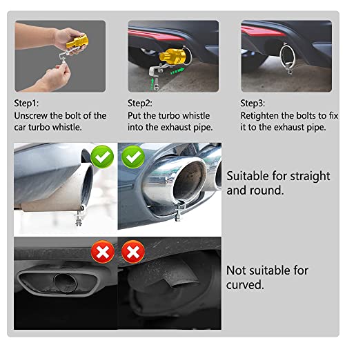 Middrivr 2PCS Car Turbo Whistle, Aluminum Alloy Universal Turbo Whistle, XL Size Aluminum Alloy Universal Turbo Sound Exhaust Muffler Pipe Whistle Car Roar Make (Gold) - Image 4