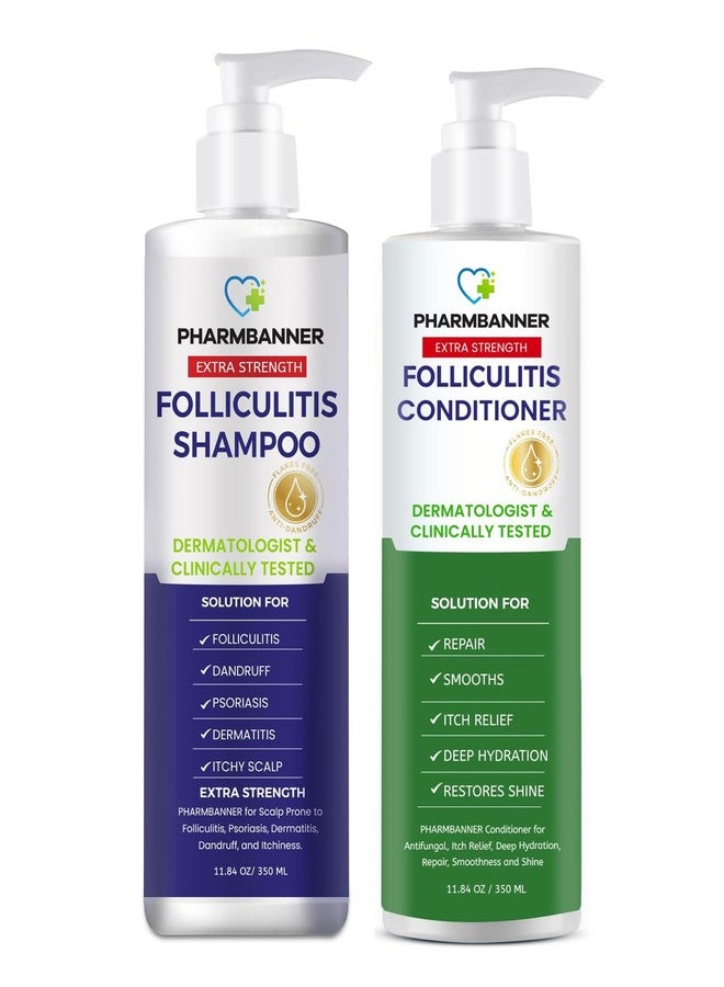 PHARMBANNER Anti-Fungal Shampoo and Conditioner Set – Tea Tree & Argan Oil for Folliculitis, Seborrheic Dermatitis, Scalp Psoriasis – Relieves Itchy, Flaky, Dry Scalp – Sulfate & Paraben Free - Image 1