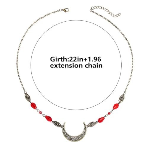Obmyec Boho Head Chain Moon Headpieces Rhinestone Hair Chains Wedding Hair Accessories for Women and Girls (Red) - Image 5