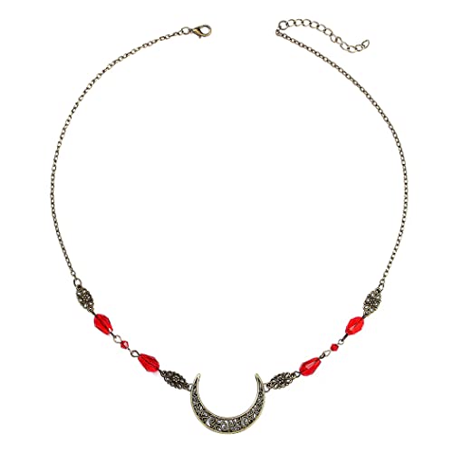 Obmyec Boho Head Chain Moon Headpieces Rhinestone Hair Chains Wedding Hair Accessories for Women and Girls (Red) - Image 1