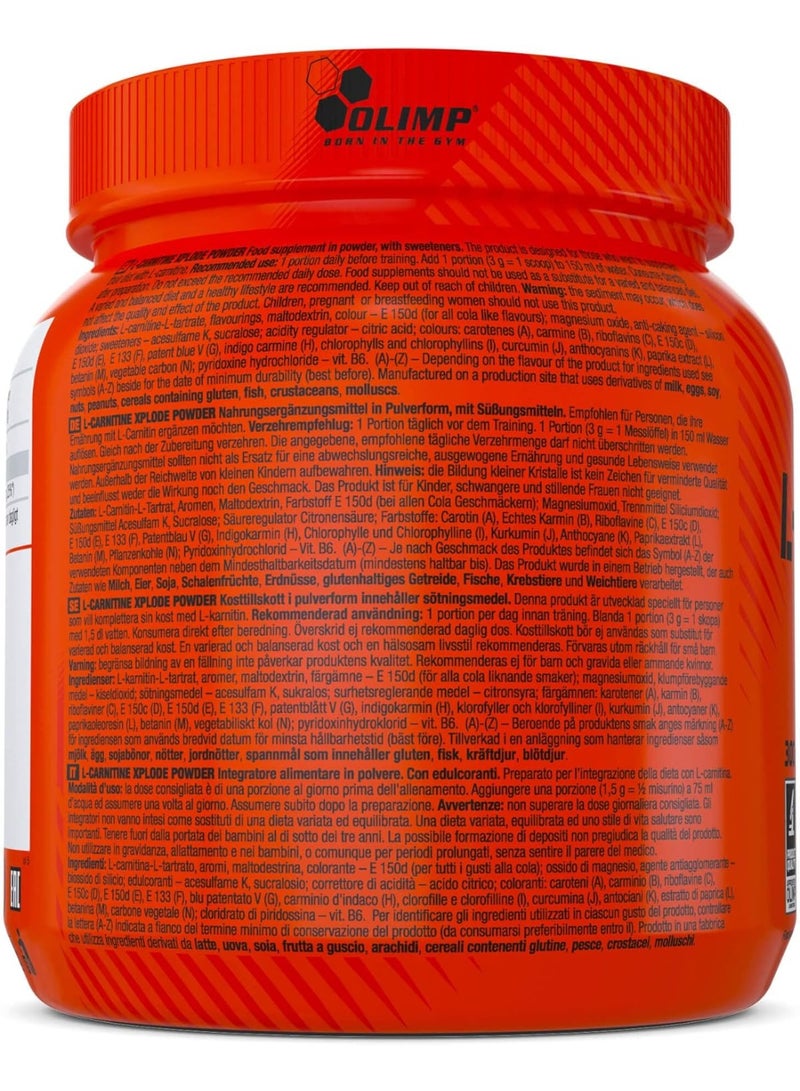 أولمب مسحوق إل-كارنيتين إكسبلود مع المغنيسيوم وفيتامين ب6 - بنكهة البرتقال، 300 غرام | مكمل غذائي للأحماض الأمينية قبل التمرين - Image 2