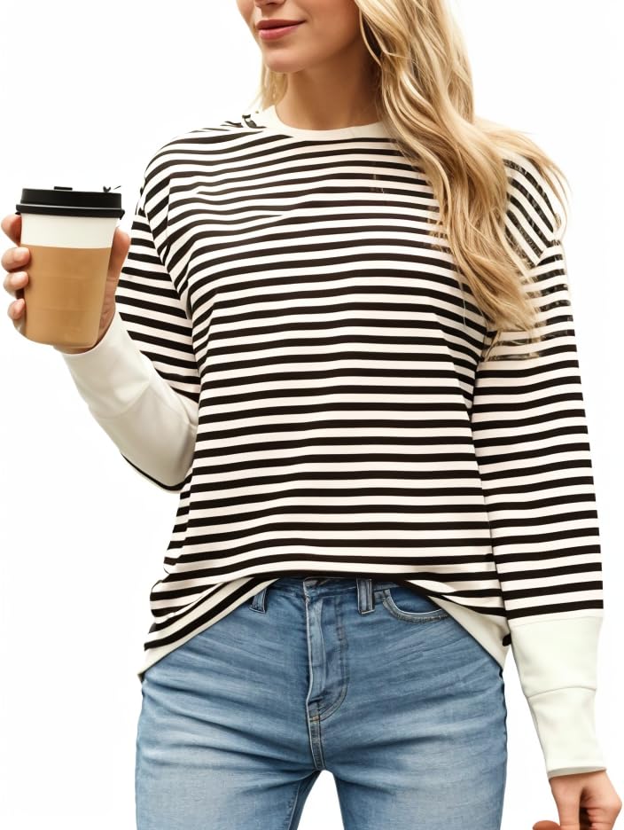 MACK JONNEY Women Striped T-Shirt || T-Shirt for Women || Full Sleeve T Shirt || T-Shirt-MACK640635 - Image 5