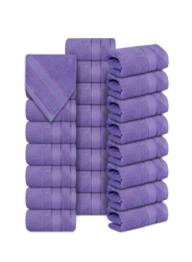 Casa Lino Face Towels & Body Wash Cloths for Showering - 100% Cotton Wash Cloths for Bathroom - Highly Absorbent & Quick Drying Washcloth Set - Cotton Washcloths 24 Pack (12" x 12") - Purple - Image 1