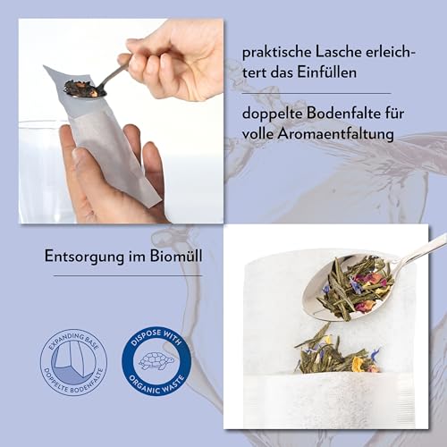 Finum Disposable Paper Tea Filter Bags for Loose Tea, White, Extra Slim, 100 Count - Image 5