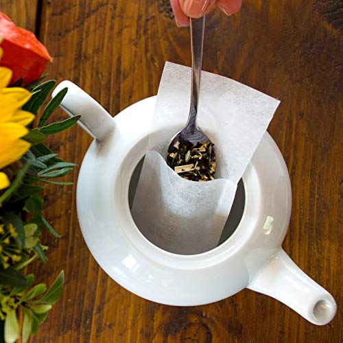 Finum Disposable Paper Tea Filter Bags for Loose Tea, White, Extra Slim, 100 Count - Image 2