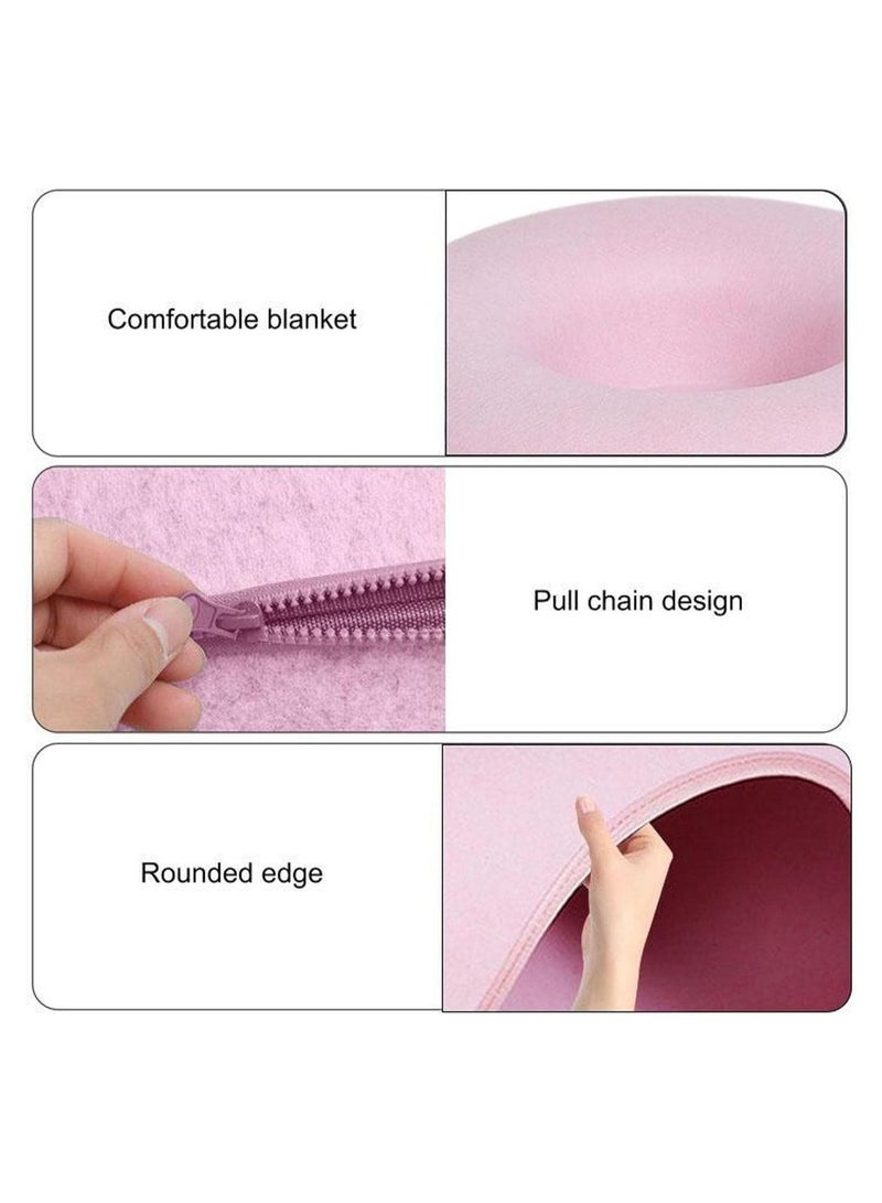 Generic 20In Cat Tunnel Bed for Indoor Cats,Removable Cat Nest,Indoor cat Hideout,Round Donut Felt Pet Nest,Semi-Closed Washable Cat Tunnel Nest, for All Dogs Cats(Pink, 50CM)  - Image 4