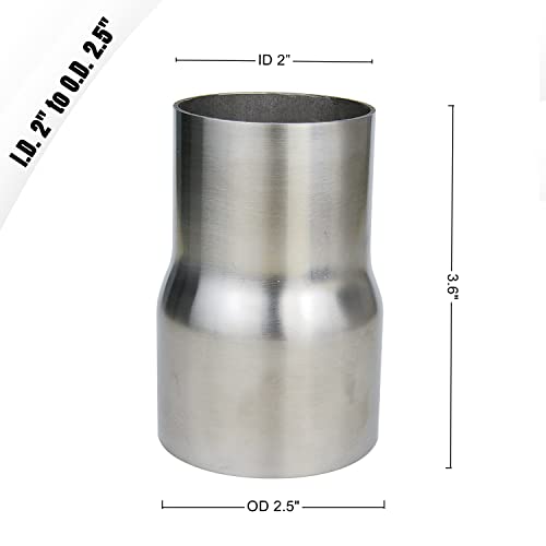 eLifecenter Universal ID 2 inch to OD 2.5 inch Stainless Steel Exhaust Adapter Coupler (2" ID to 2 1/2" OD), Pipe Connect Reducer Whole Length 3.6 Inch - Image 2