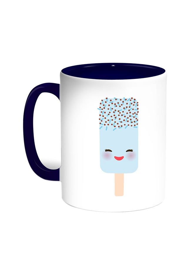 RKN Cartoon Graphics - Ice Cream Printed Coffee Mug Blue/White 11ounce - Image 1